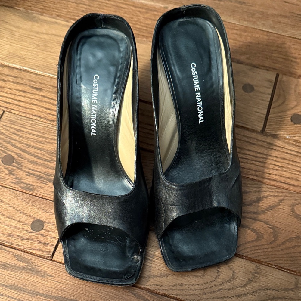 CNC Costume National Black Peep-Toe Heels